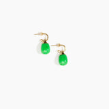 Dinosaur Designs Small River Rock Hoop Earrings in Leaf Colour resin with Brass Hoop Material