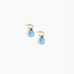 Dinosaur Designs Small River Rock Hoop Earrings in Sky Colour resin with Brass Hoop Material