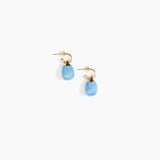 Dinosaur Designs Small River Rock Hoop Earrings in Sky Colour resin with Brass Hoop Material