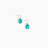 Dinosaur Designs Small River Rock Hoop Earrings in Lagoon Colour resin with Silver-Plated Brass Hoop Material
