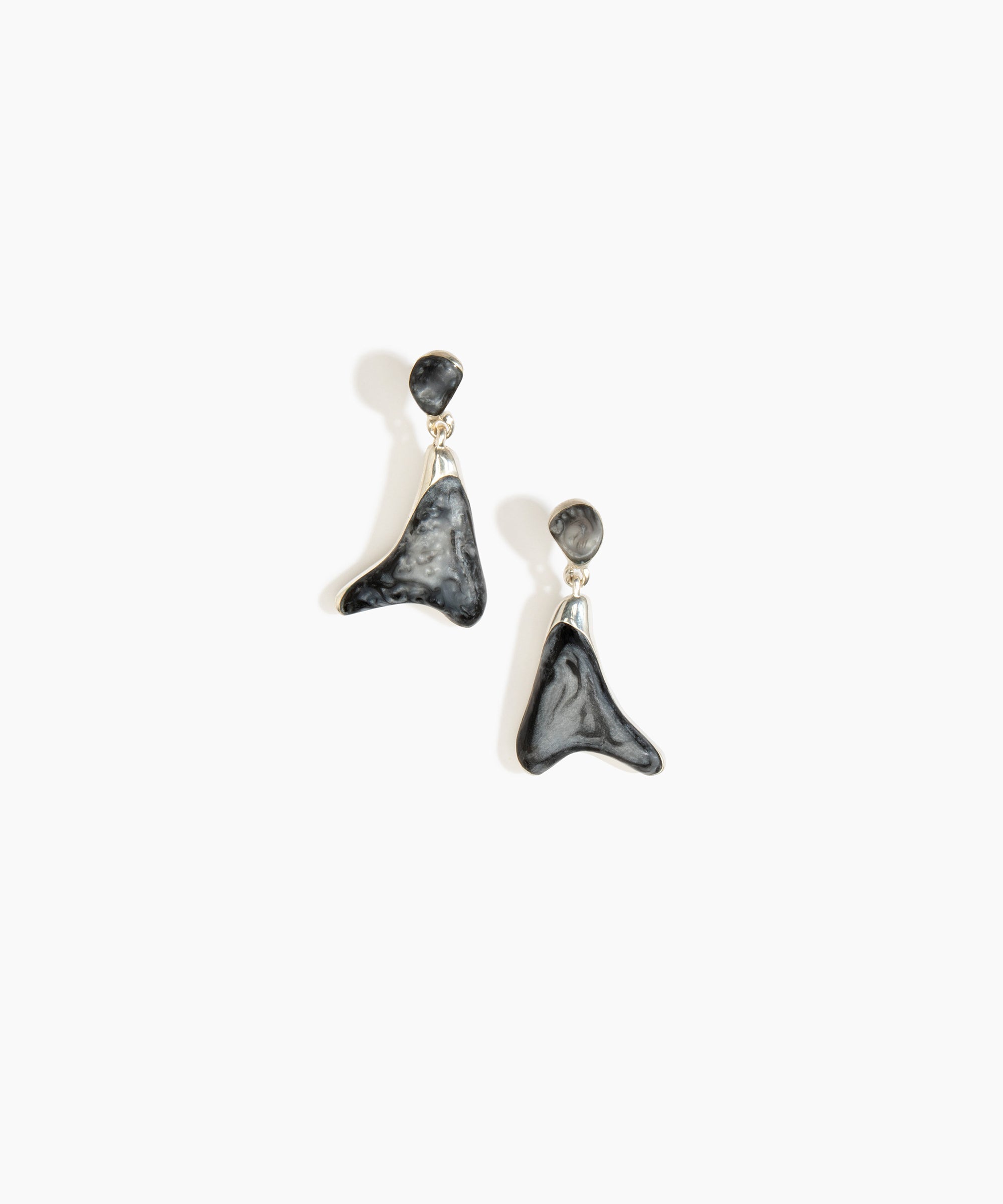 Dinosaur Designs Medium Wishbone Earrings in Slate Colour resin with Silver-Plated Brass Material