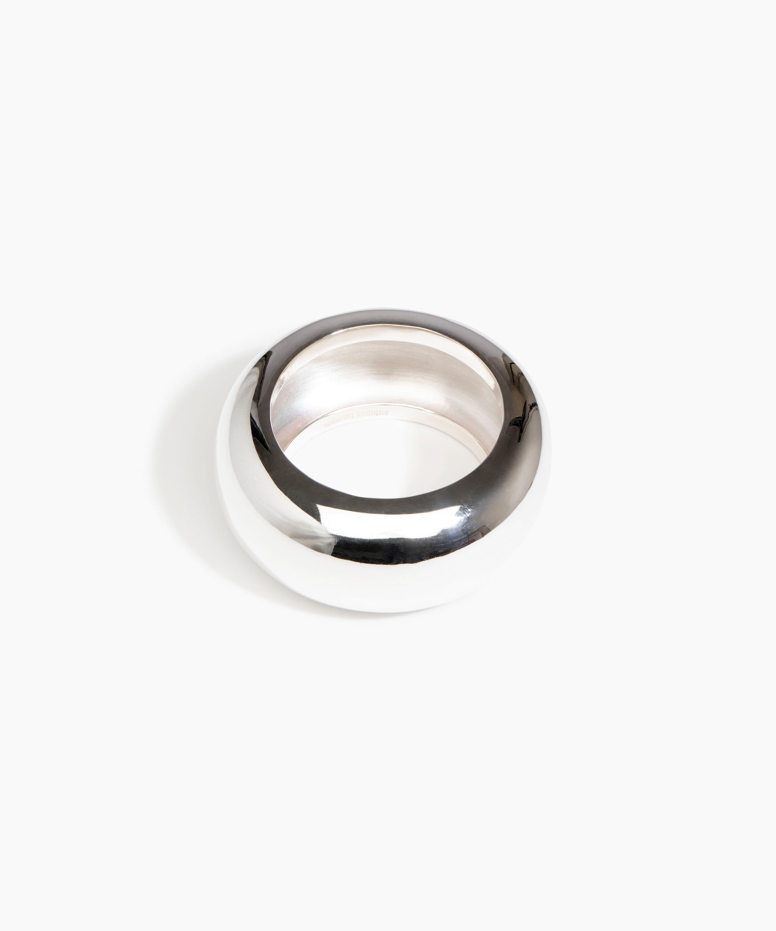 Dinosaur Designs Wide Boulder Bangle in Silver-Plated Brass Material