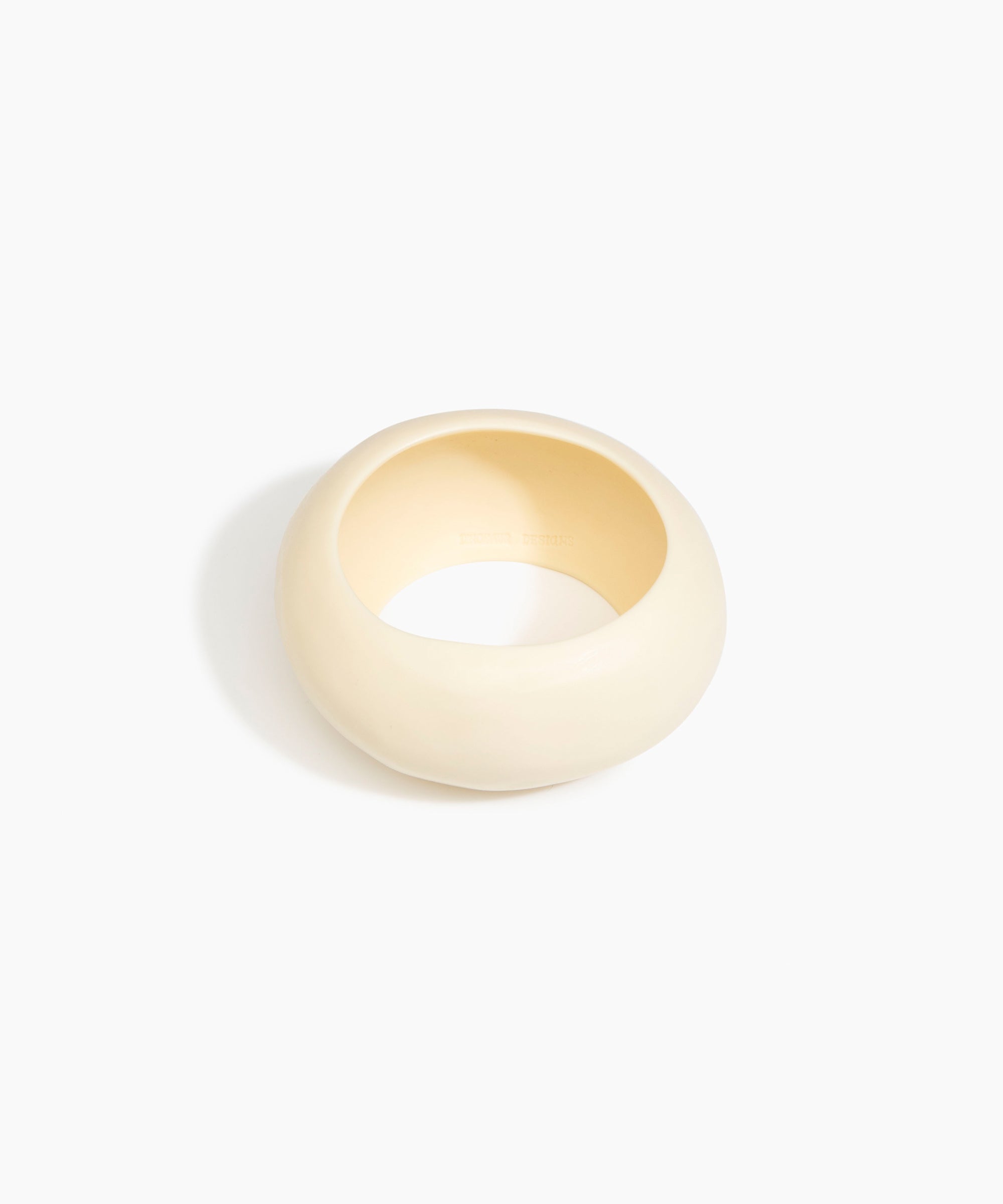 Dinosaur Designs Boulder Bangle in Cream Colour resin with Wide Fit