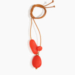Dinosaur Designs Rock Cluster Pendant in Poppy Colour resin with Nano-Coated Brass Bead Material