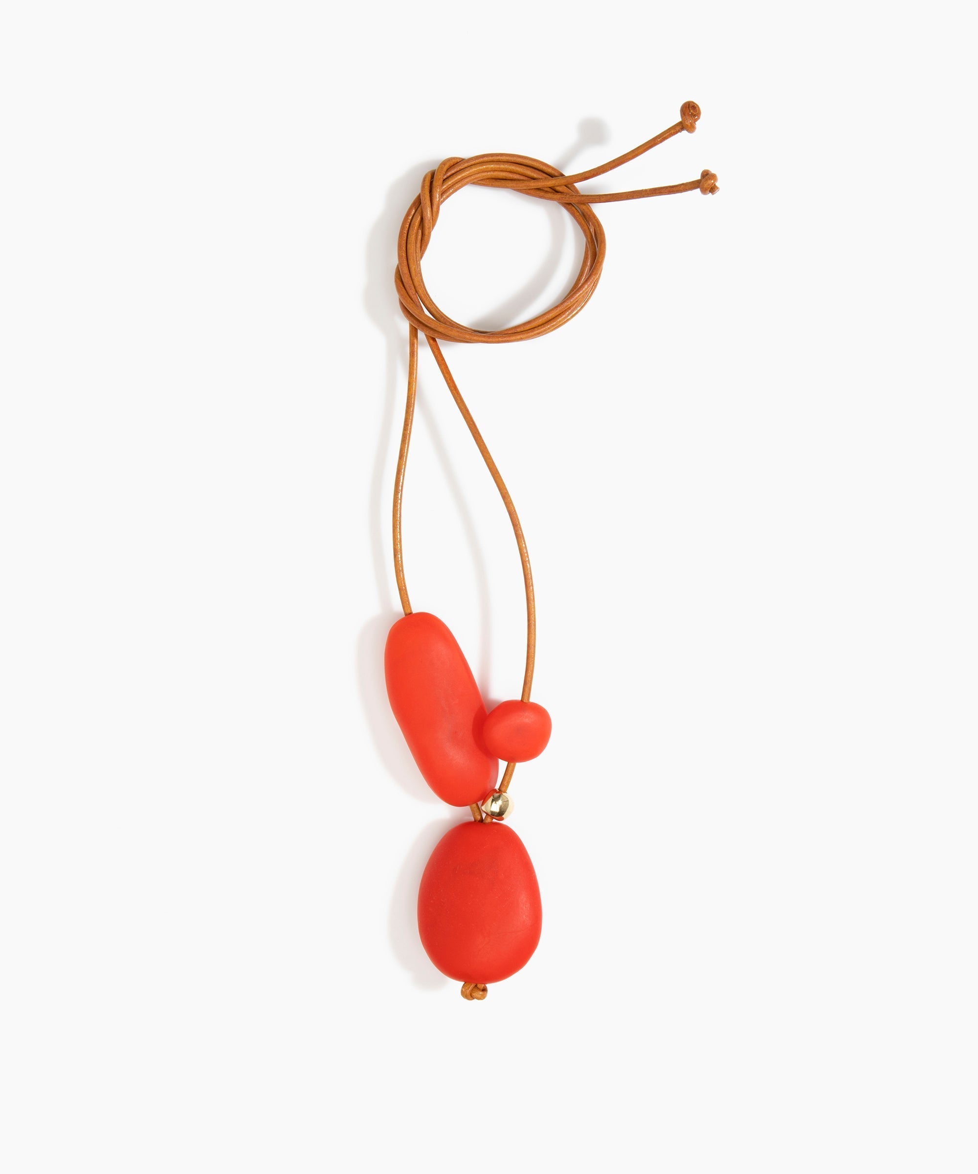 Dinosaur Designs Rock Cluster Pendant in Poppy Colour resin with Nano-Coated Brass Bead Material