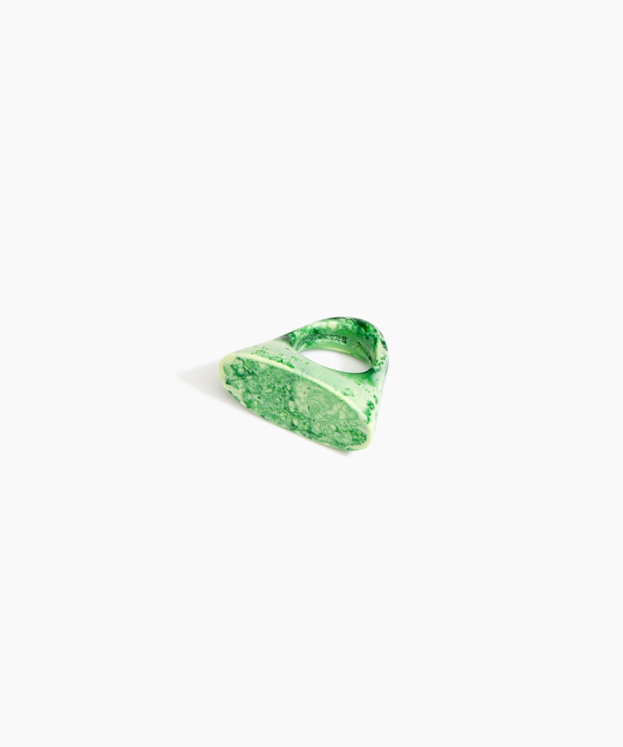 Dinosaur Designs Shield Ring in Grass Colour resin with Regular Fit
