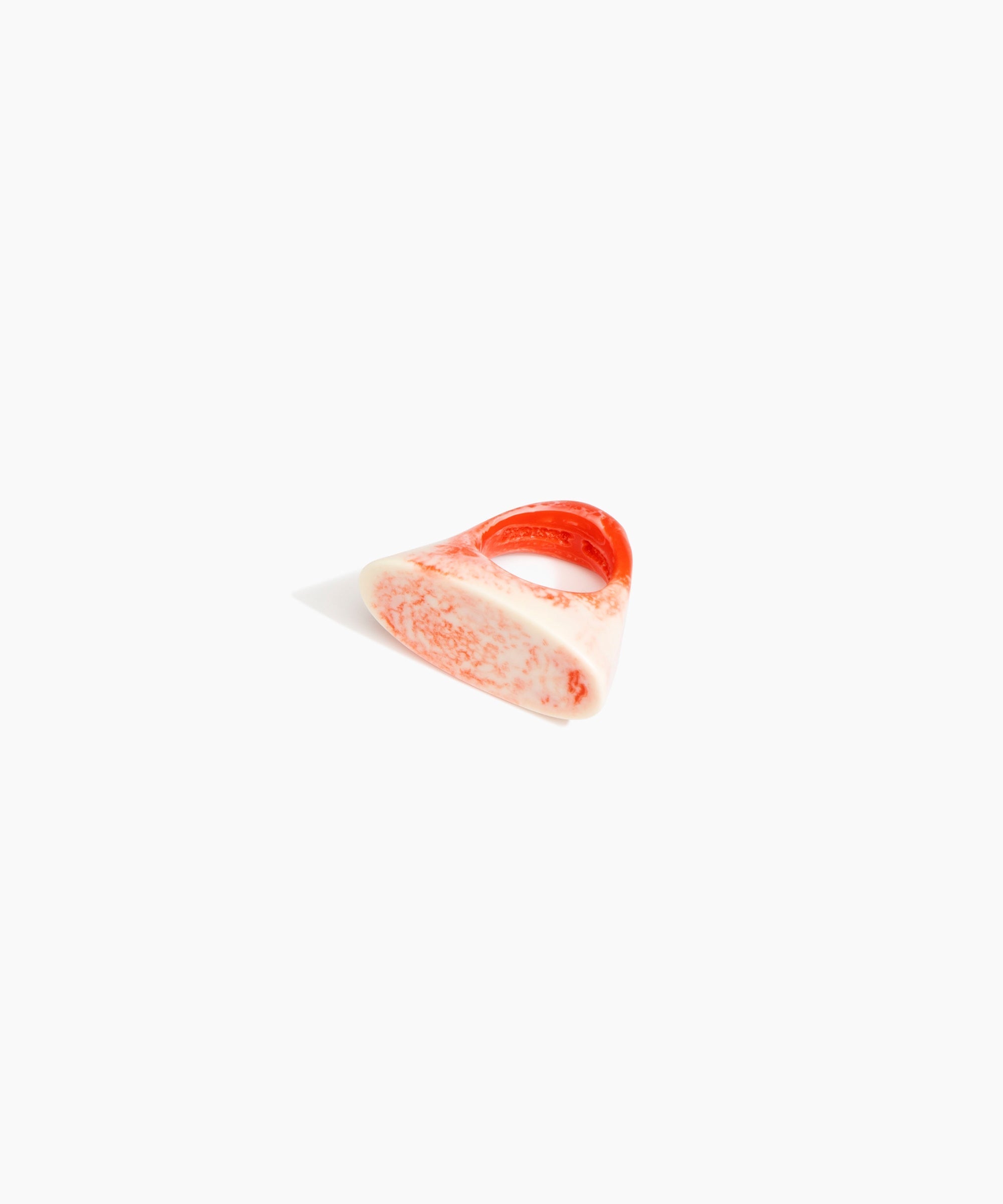 Dinosaur Designs Shield Ring in Strawberry Colour resin with Regular Fit