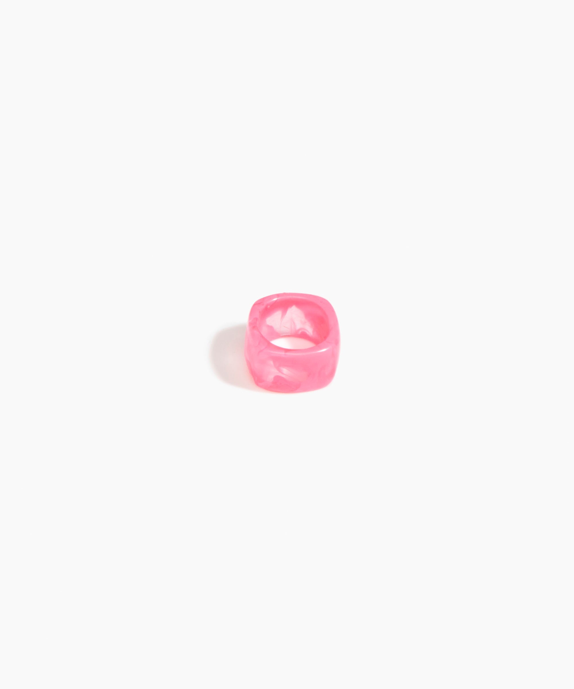 Dinosaur Designs Polished Cube Ring in Parakeet Colour resin with Regular Fit