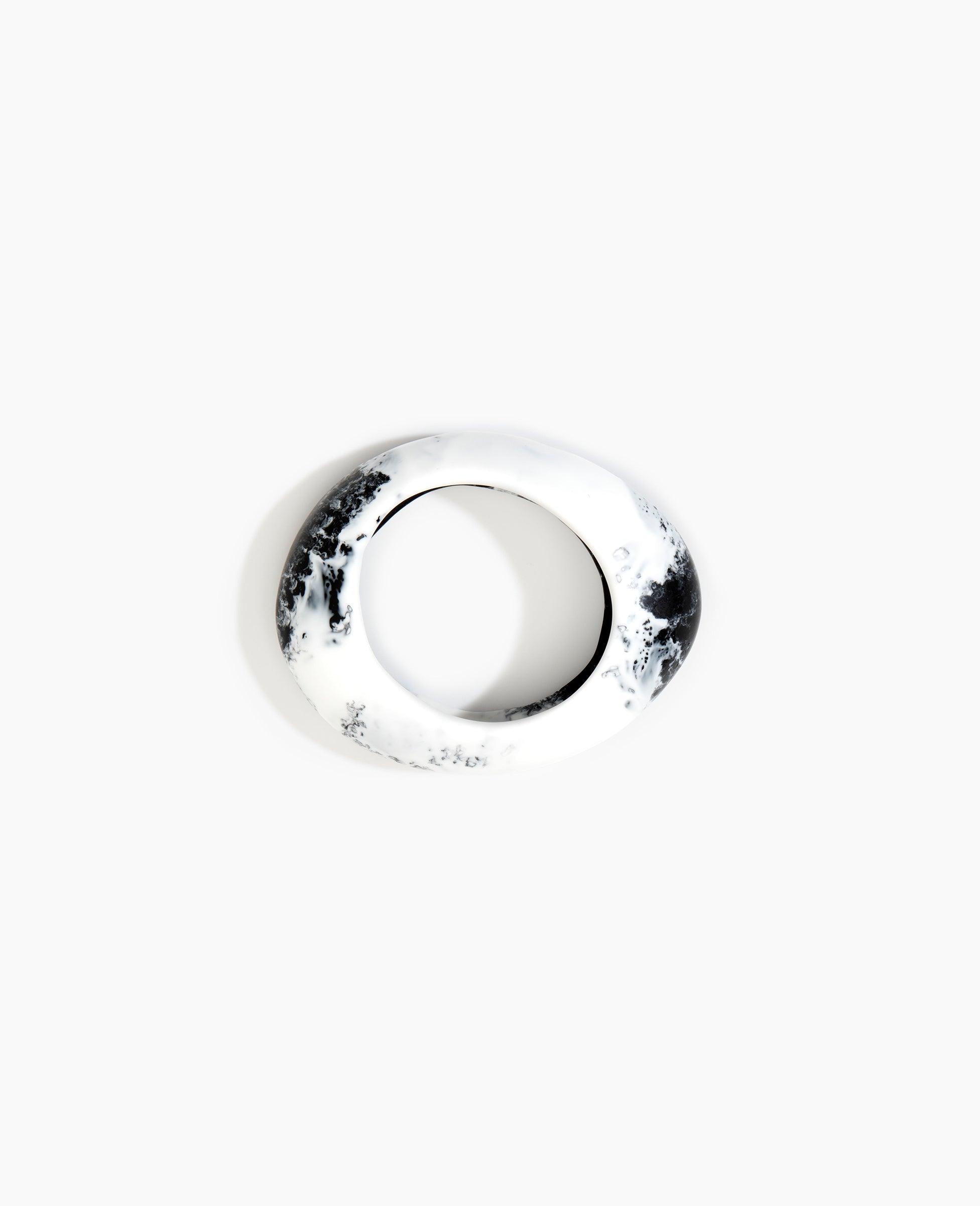 Dinosaur Designs Medium Rock Bangle in White Marble Colour resin with Wide Fit