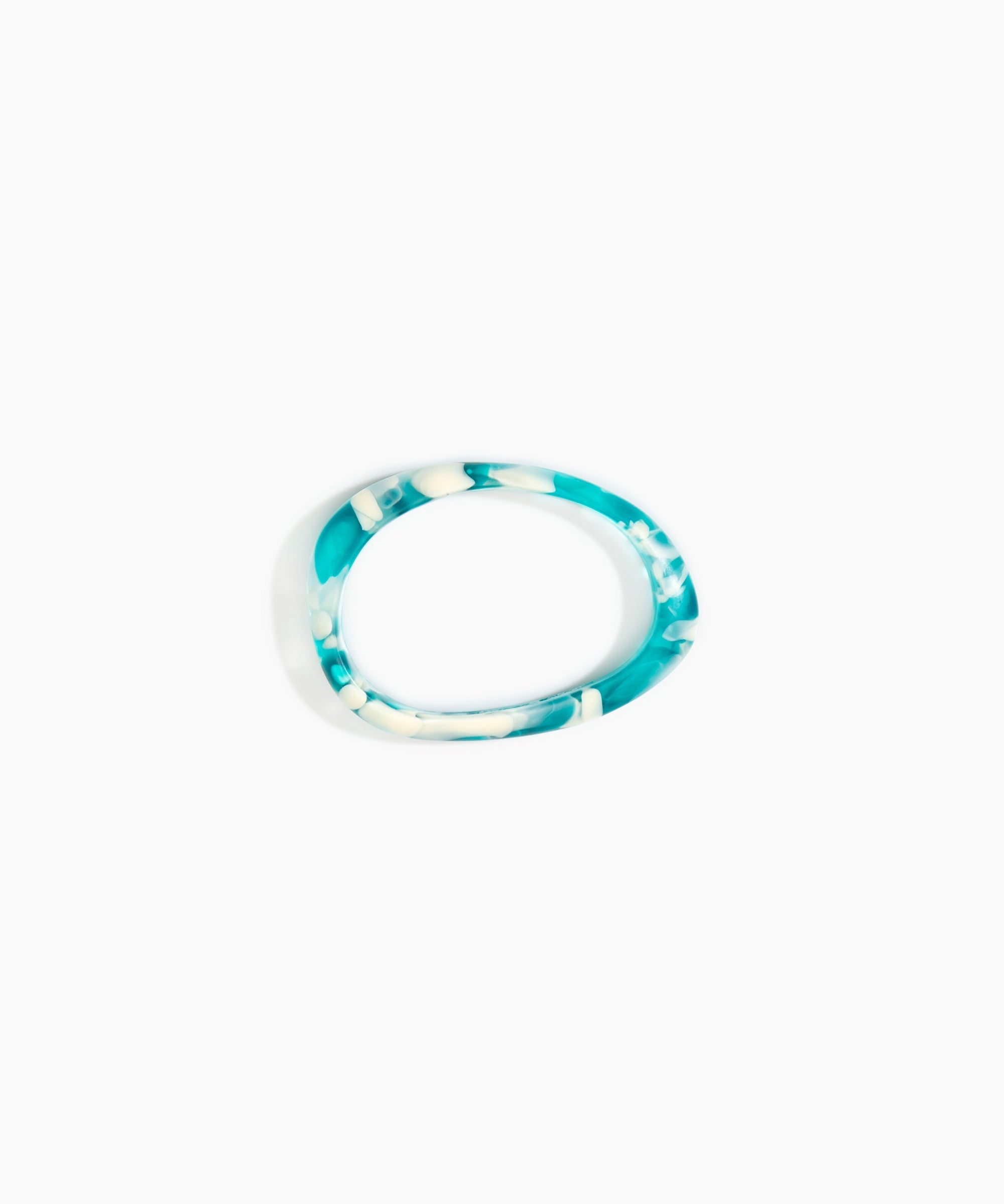 Dinosaur Designs Rock Wishbone Bangle in Lagoon Colour resin with Wide Fit