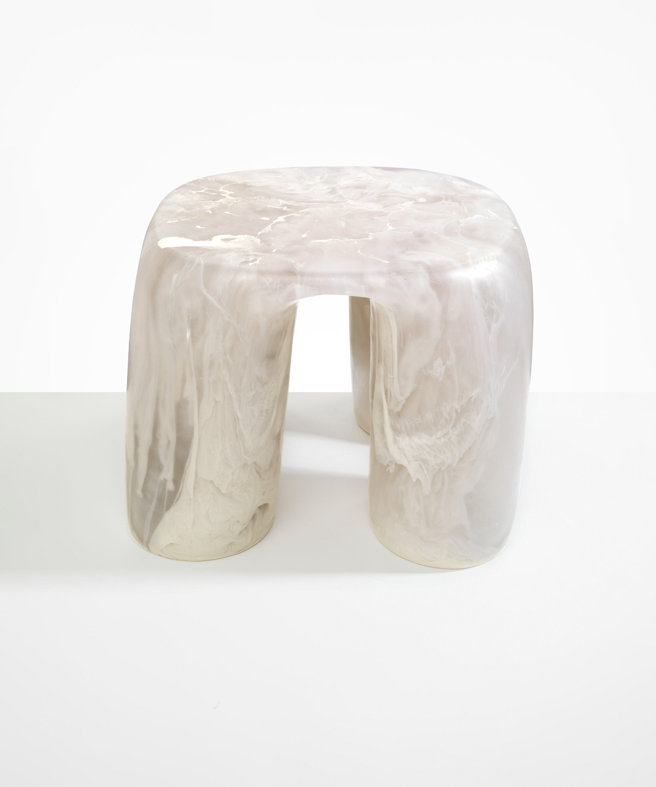 Dinosaur Designs 4 Leg Rock Tower Table in Chalk Swirl Colour resin