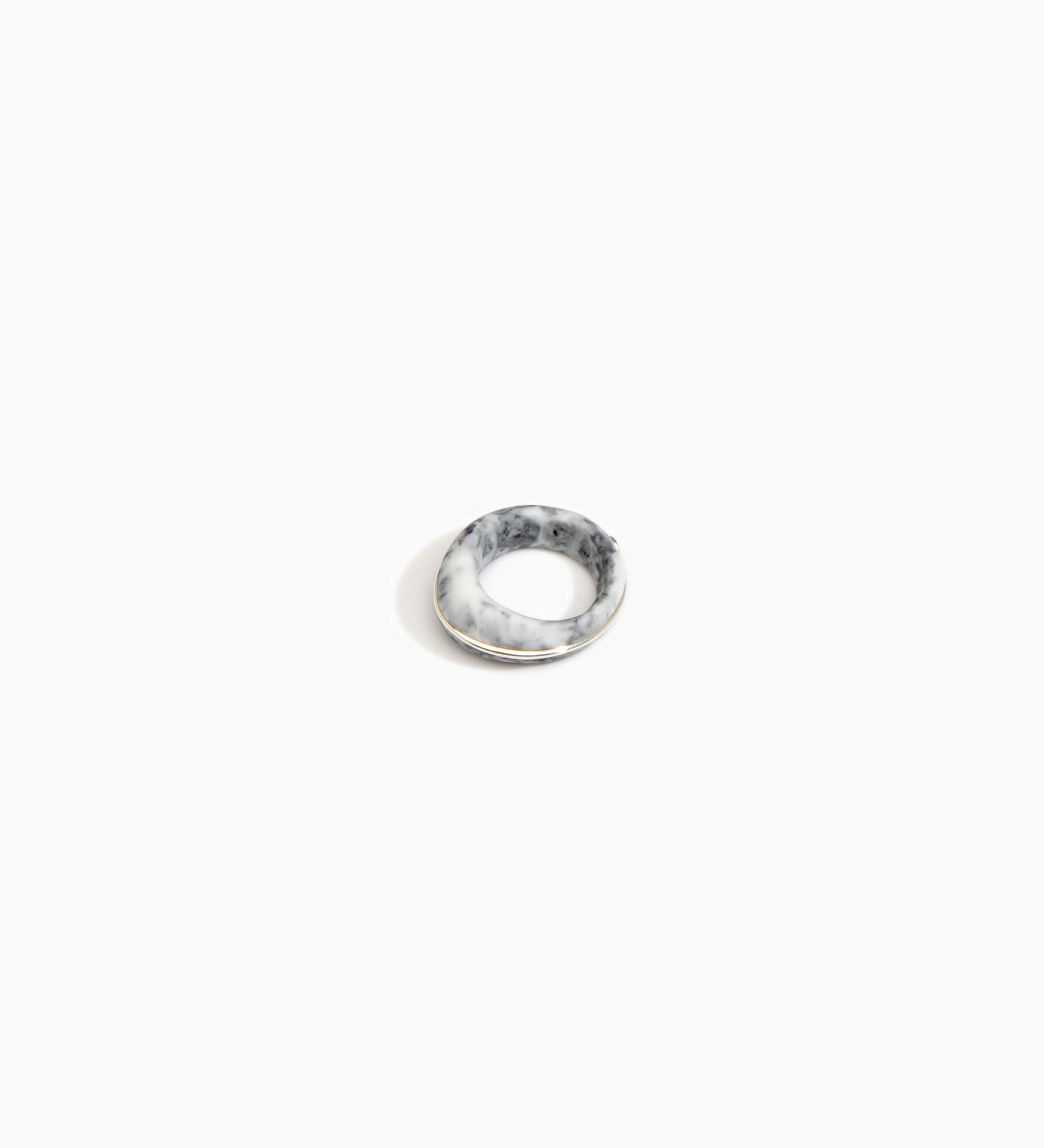 Dinosaur Designs Drift Slate Ring Rings in White Marble Colour resin with Silver-Plated Brass Material