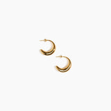 LO Collections Medium Liquid Hoop Earrings in 24k Gold-Plated Brass Material..