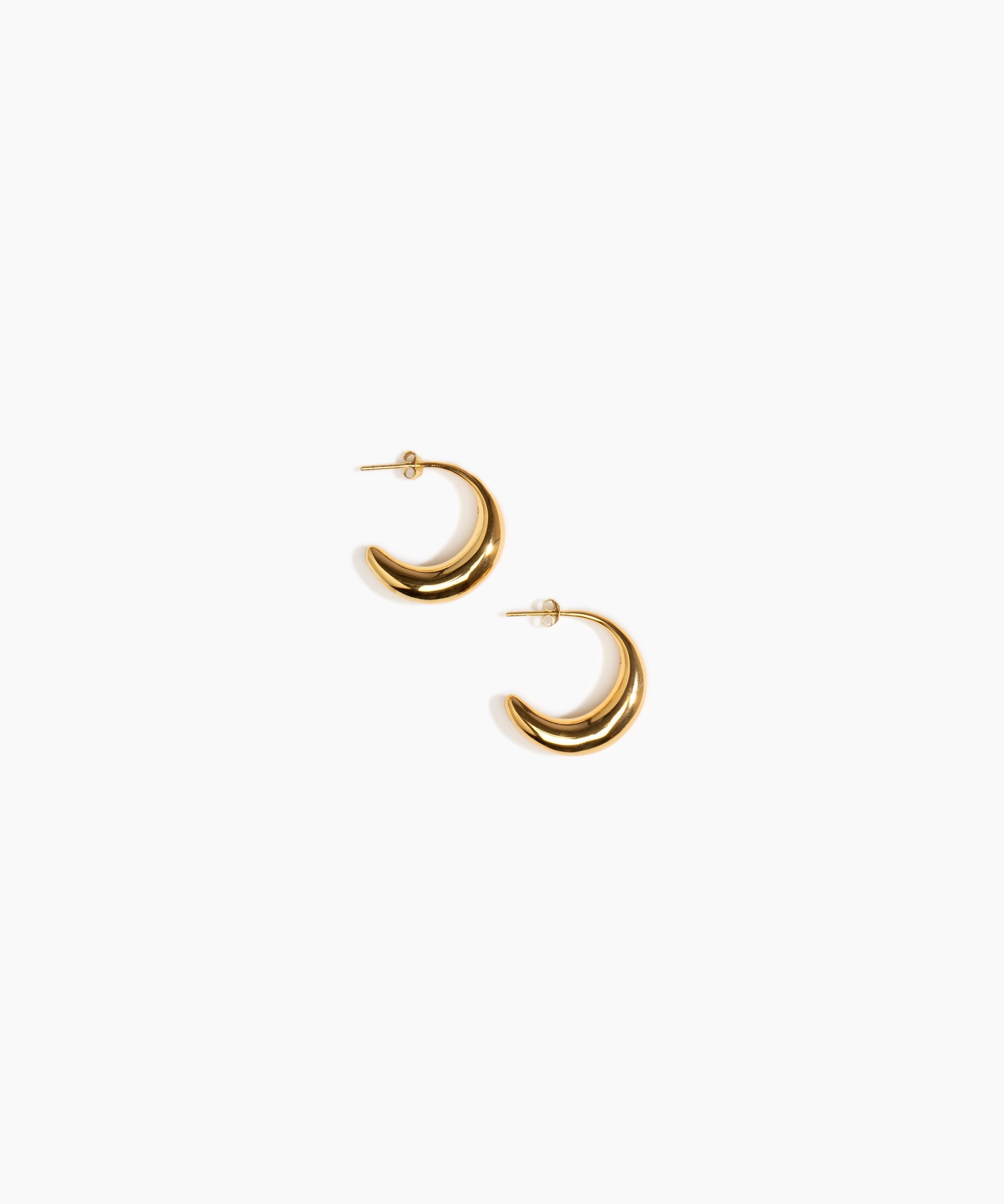 LO Collections Medium Liquid Hoop Earrings in 24k Gold-Plated Brass Material..