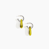 Dinosaur Designs Small Rock Hoop Earrings in Malachite Colour resin with Silver-Plated Brass Hoop Material.