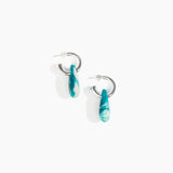 Dinosaur Designs Small Rock Hoop Earrings in Lagoon Colour resin with Silver-Plated Brass Hoop Material