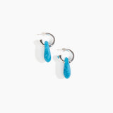 Dinosaur Designs Small Rock Hoop Earrings in Sky Colour resin with Silver-Plated Brass Hoop Material