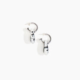 Dinosaur Designs Small Rock Hoop Earrings in White Marble Colour resin with Silver-Plated Brass Hoop Material.