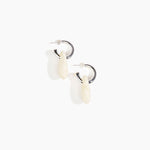 Dinosaur Designs Small Rock Hoop Earrings in Chalk Swirl Colour resin with Silver-Plated Brass Hoop Material.