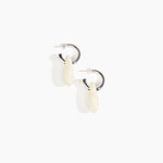 Dinosaur Designs Small Rock Hoop Earrings in Chalk Swirl Colour resin with Silver-Plated Brass Hoop Material