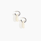 Dinosaur Designs Small Rock Hoop Earrings in Chalk Swirl Colour resin with Silver-Plated Brass Hoop Material.