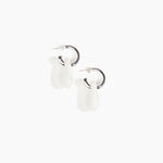 Dinosaur Designs Small Rock Hoop Earrings in Snow Swirl Colour resin with Silver-Plated Brass Hoop Material