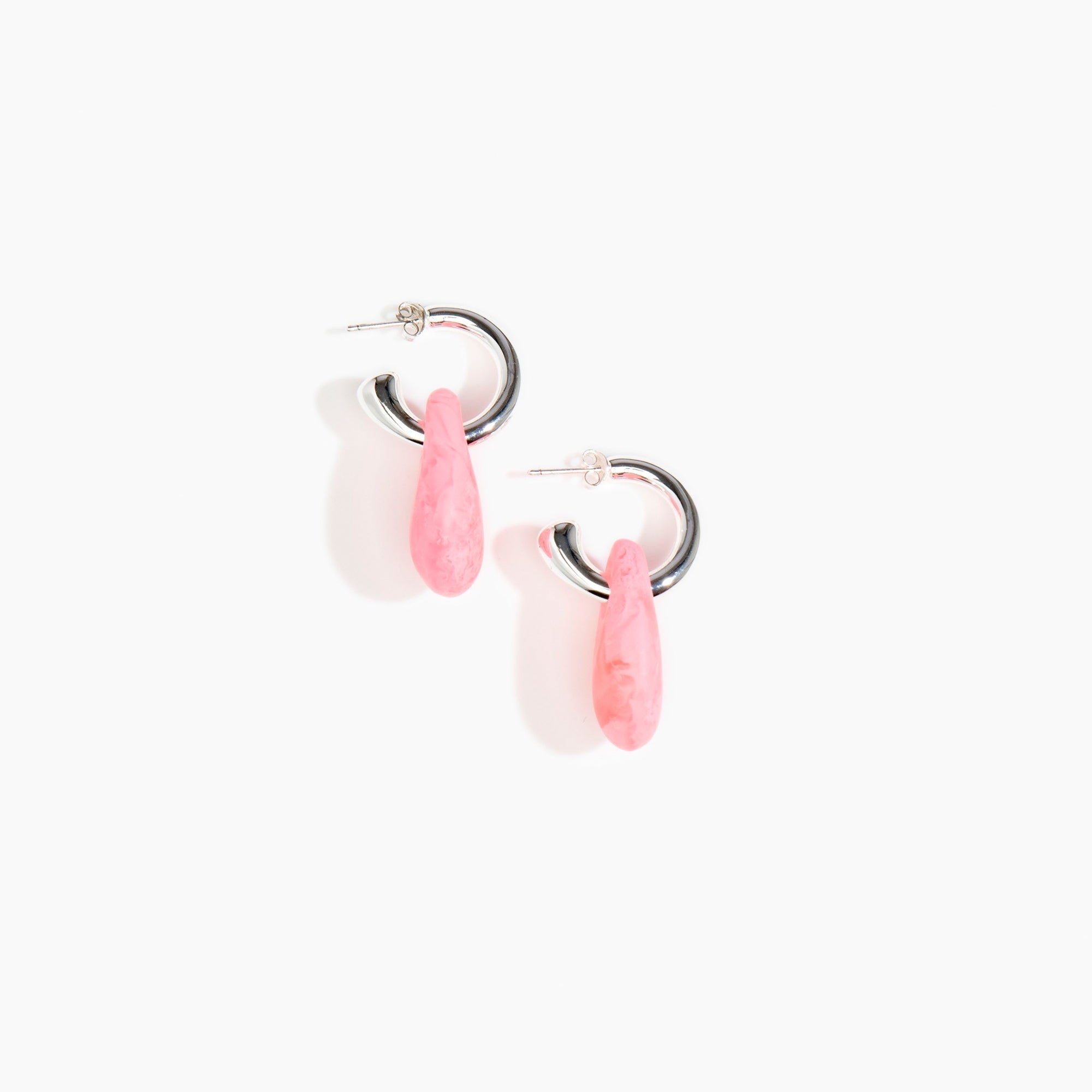 Dinosaur Designs Small Rock Hoop Earrings in Parakeet Colour resin with Silver-Plated Brass Hoop Material.