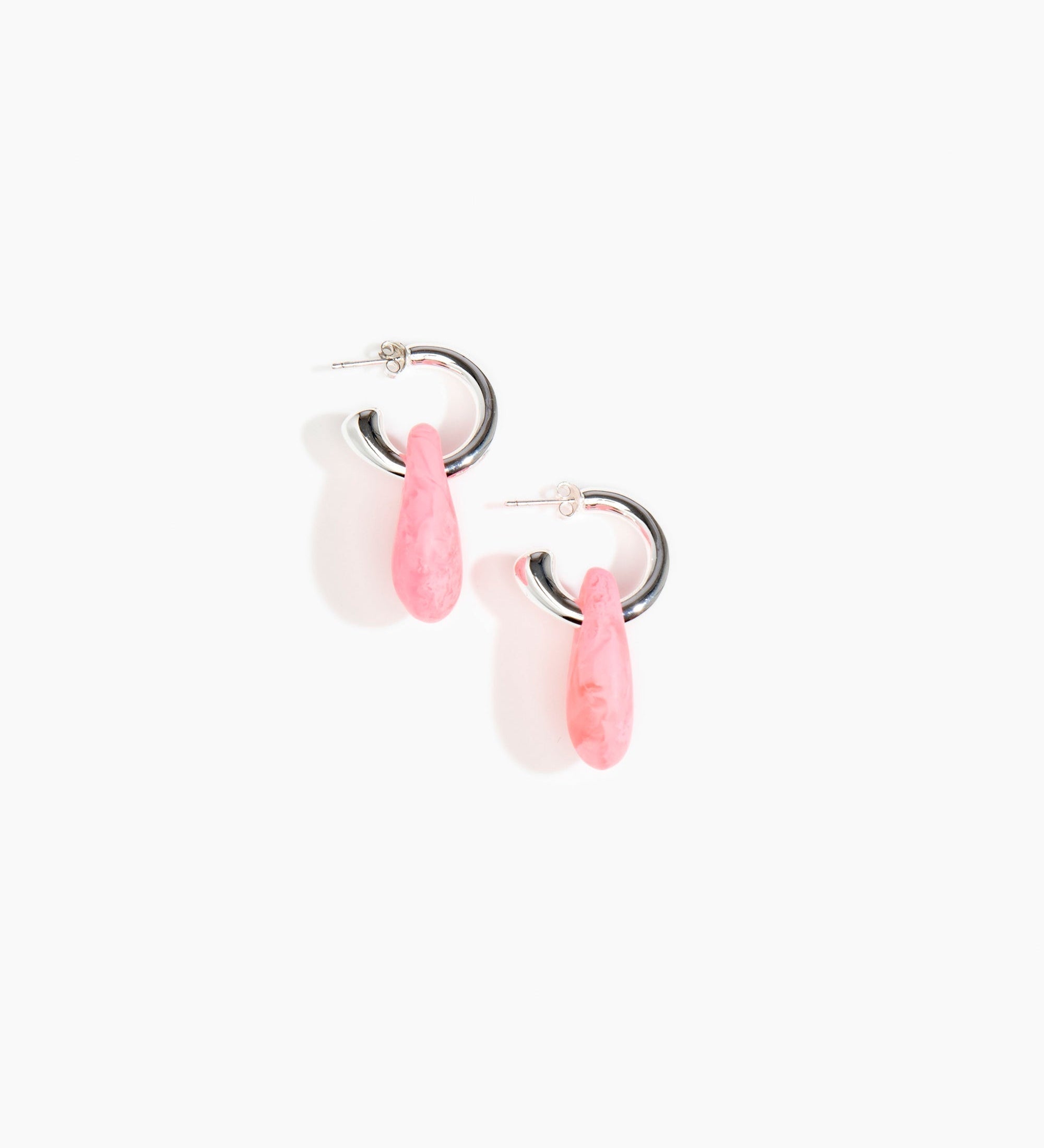 Dinosaur Designs Small Rock Hoop Earrings Earrings in Parakeet Colour resin with Silver-Plated Brass Hoop Material