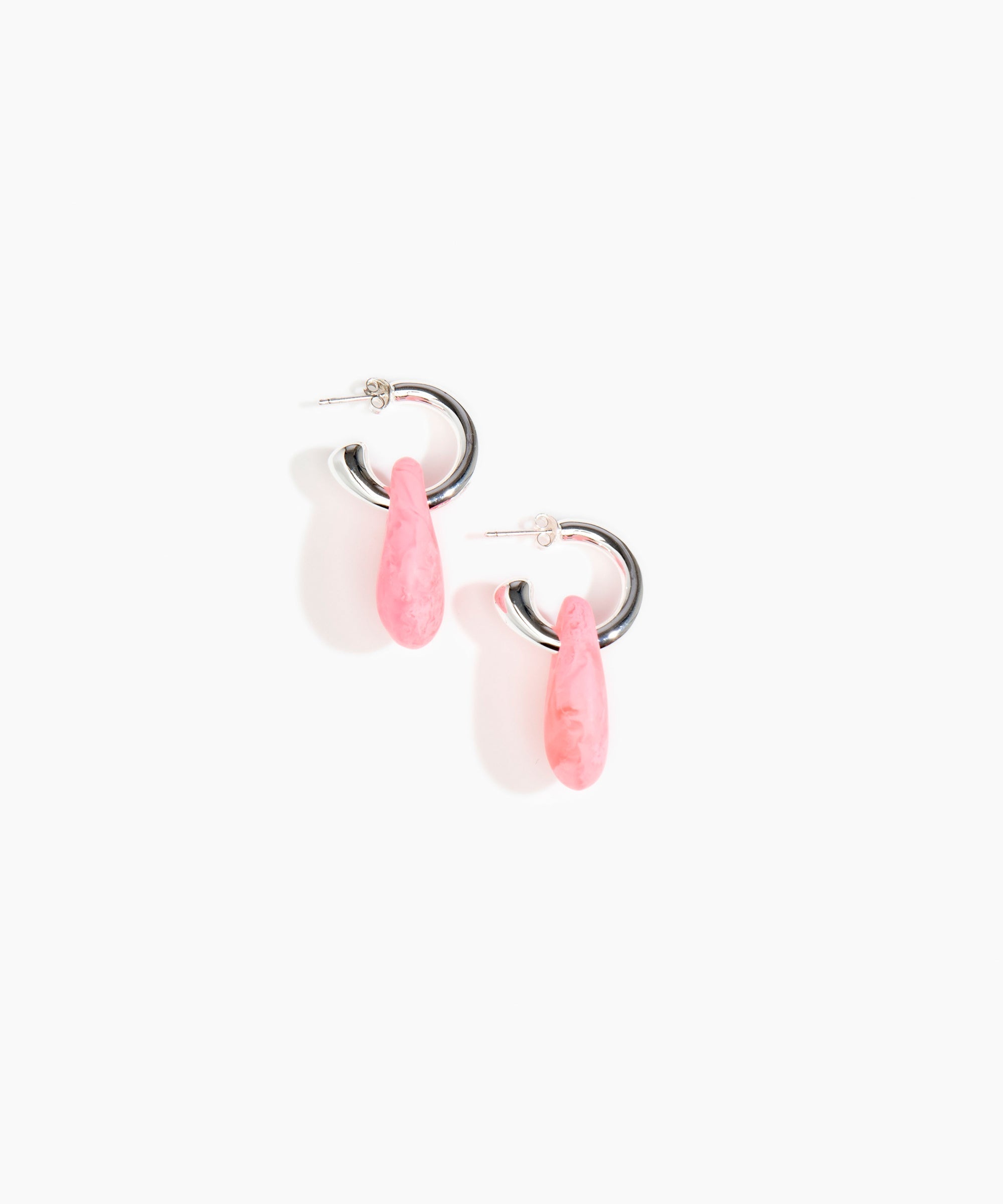 Dinosaur Designs Small Rock Hoop Earrings in Parakeet Colour resin with Silver-Plated Brass Hoop Material