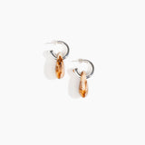Dinosaur Designs Small Rock Hoop Earrings in Light Horn Colour resin with Silver-Plated Brass Hoop Material