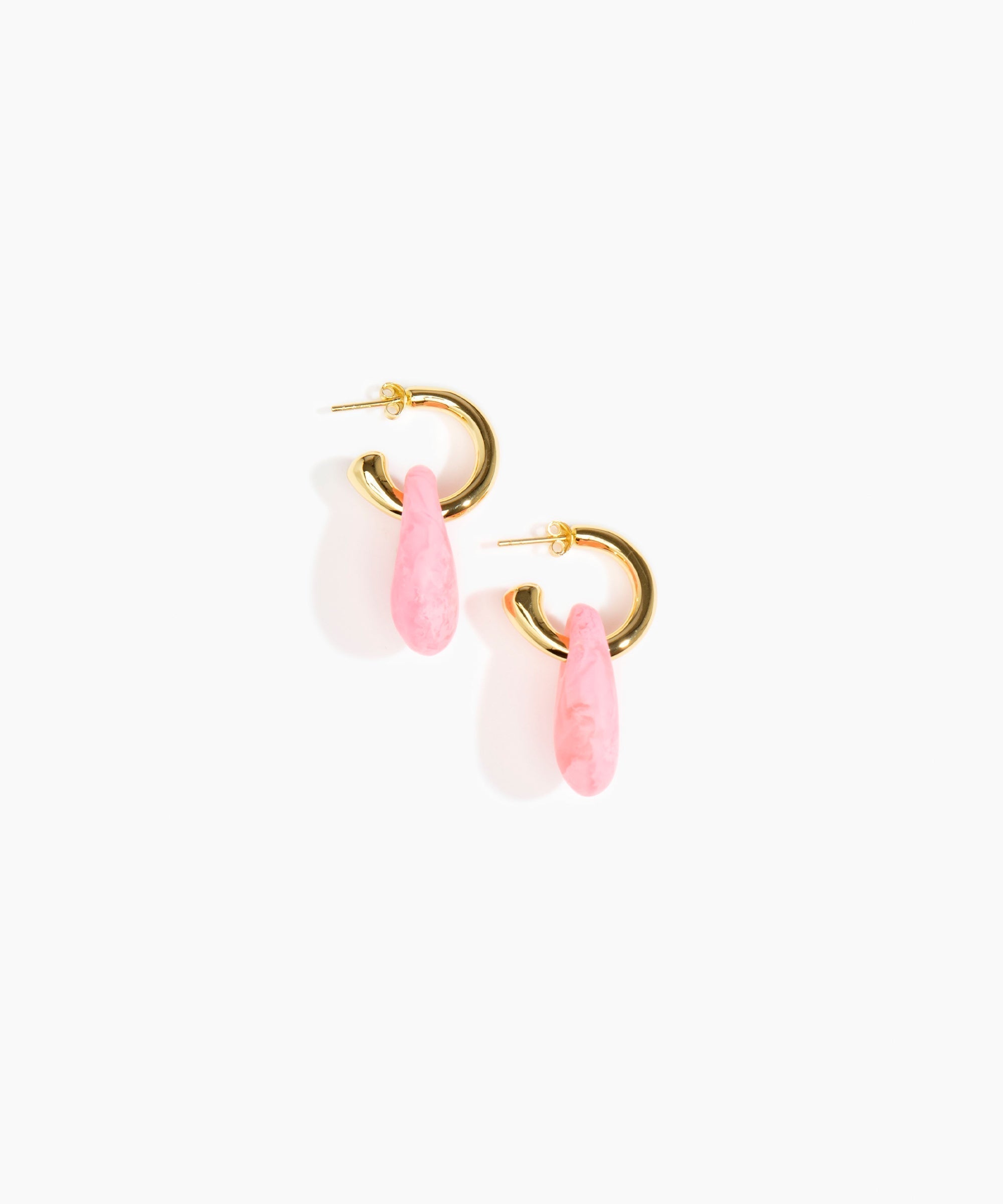 Dinosaur Designs Small Rock Hoop Earrings in Parakeet Colour resin with Brass Hoop Material