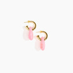 Dinosaur Designs Small Rock Hoop Earrings in Parakeet Colour resin with Brass Hoop Material.