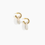 Dinosaur Designs Small Rock Hoop Earrings in Sandy Pearl Colour resin with Brass Hoop Material