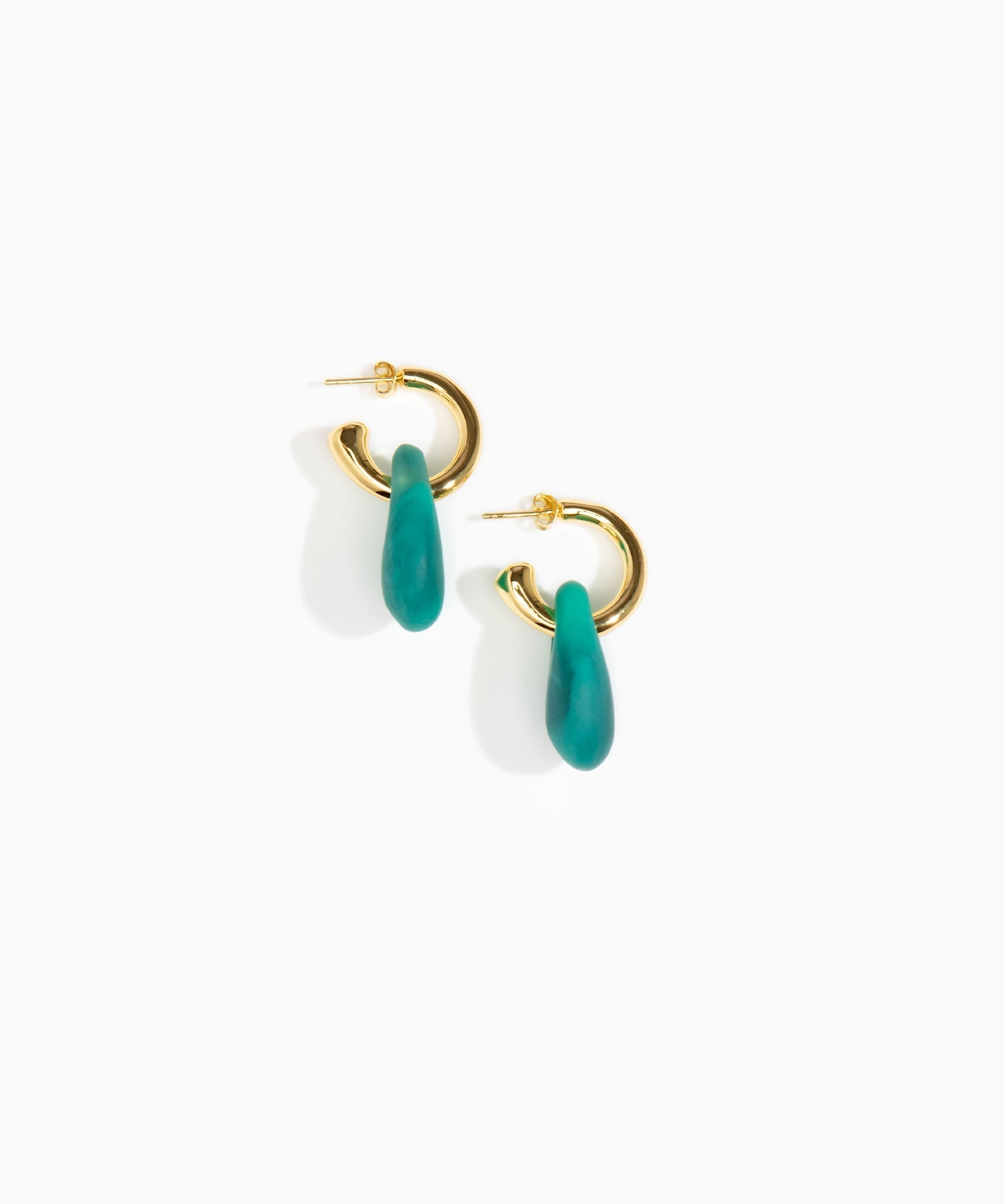 Dinosaur Designs Small Rock Hoop Earrings in Mineral Swirl Colour resin with Brass Hoop Material