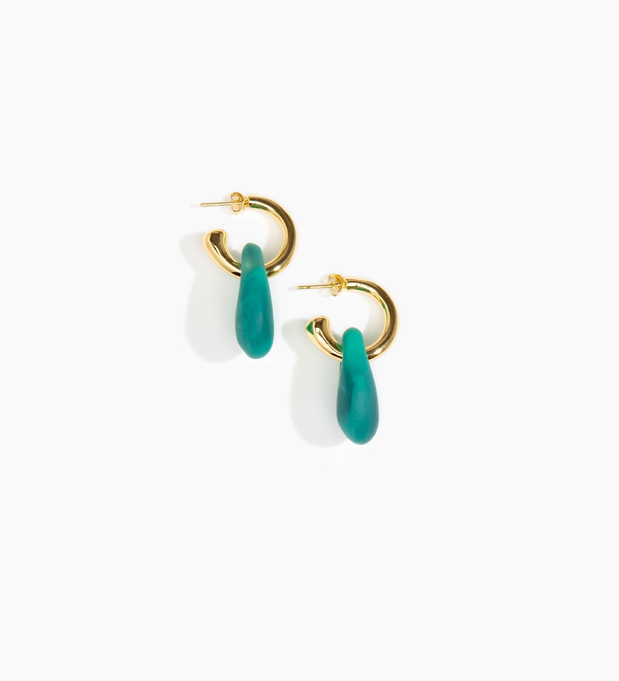 Dinosaur Designs Small Rock Hoop Earrings Earrings in Mineral Swirl Colour resin with Brass Hoop Material