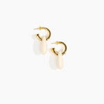 Dinosaur Designs Small Rock Hoop Earrings in Cream Colour resin with Brass Hoop Material.