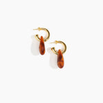 Dinosaur Designs Small Rock Hoop Earrings in Dark Horn Colour resin with Brass Hoop Material.
