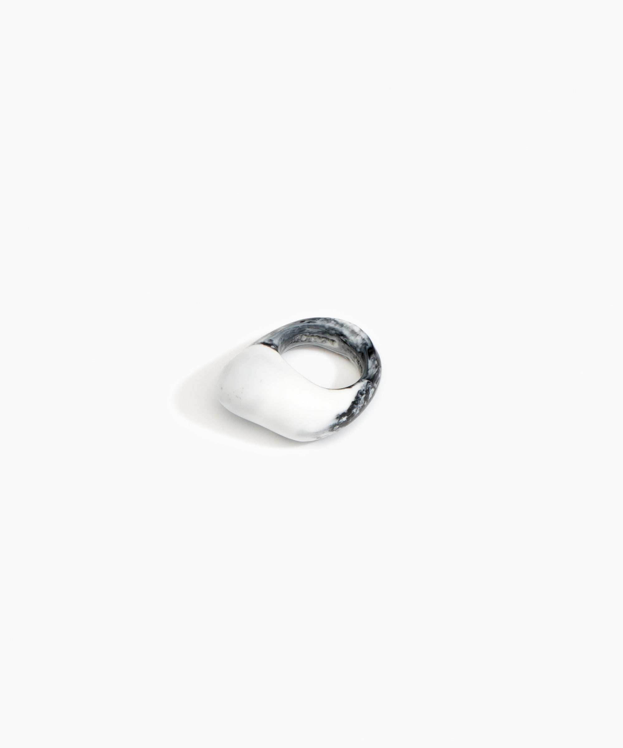 Dinosaur Designs Pebble Ring in White Marble Colour resin with Regular Fit.