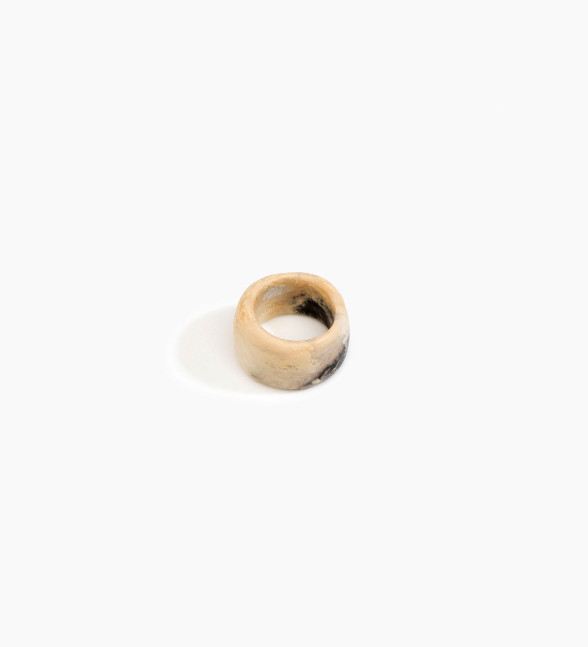 Dinosaur Designs Band Ring Rings in Sandy Pearl Colour resin with Wide Fit