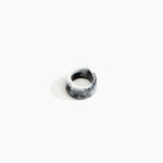 Dinosaur Designs Band Ring in White Marble Colour resin with Wide Fit..
