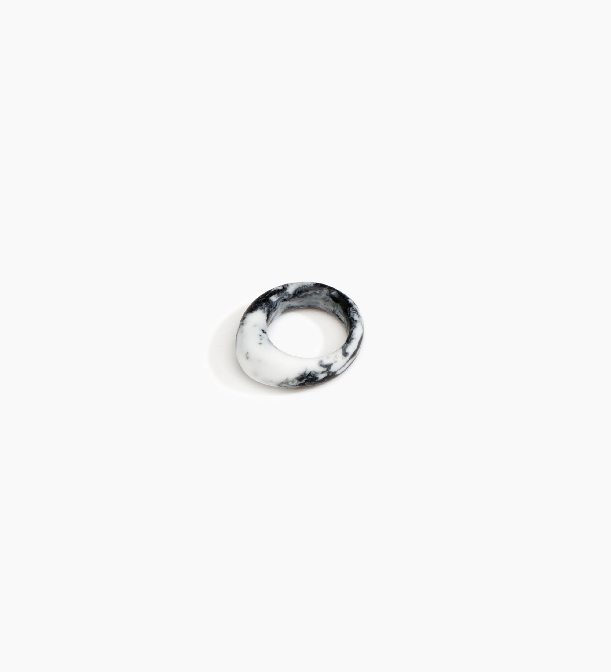 Dinosaur Designs Slate Ring Rings in White Marble Colour resin with Regular Fit