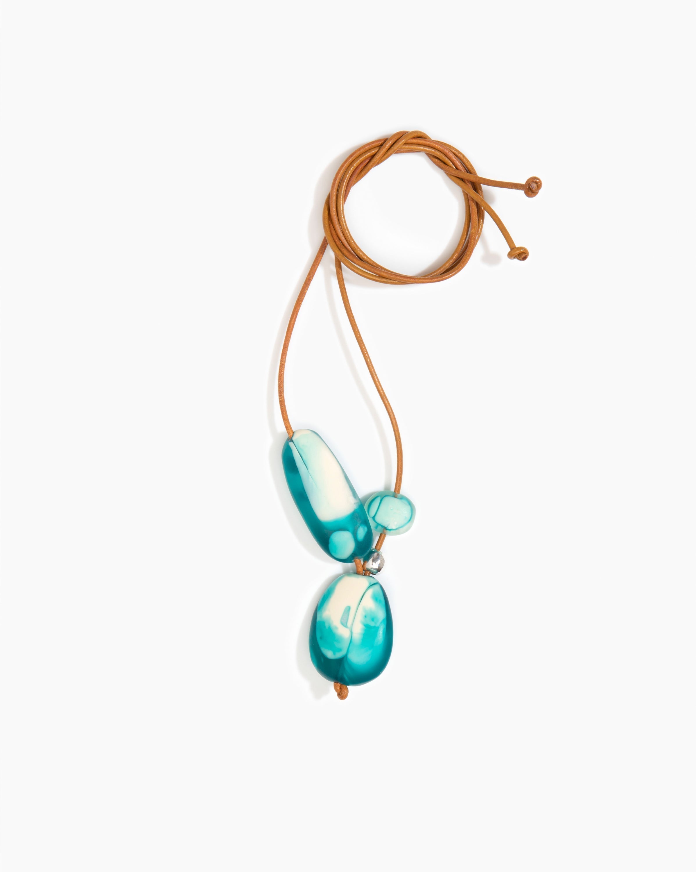 Dinosaur Designs Rock Cluster Pendant in Lagoon Colour resin with 925 Sterling Silver Bead Material.