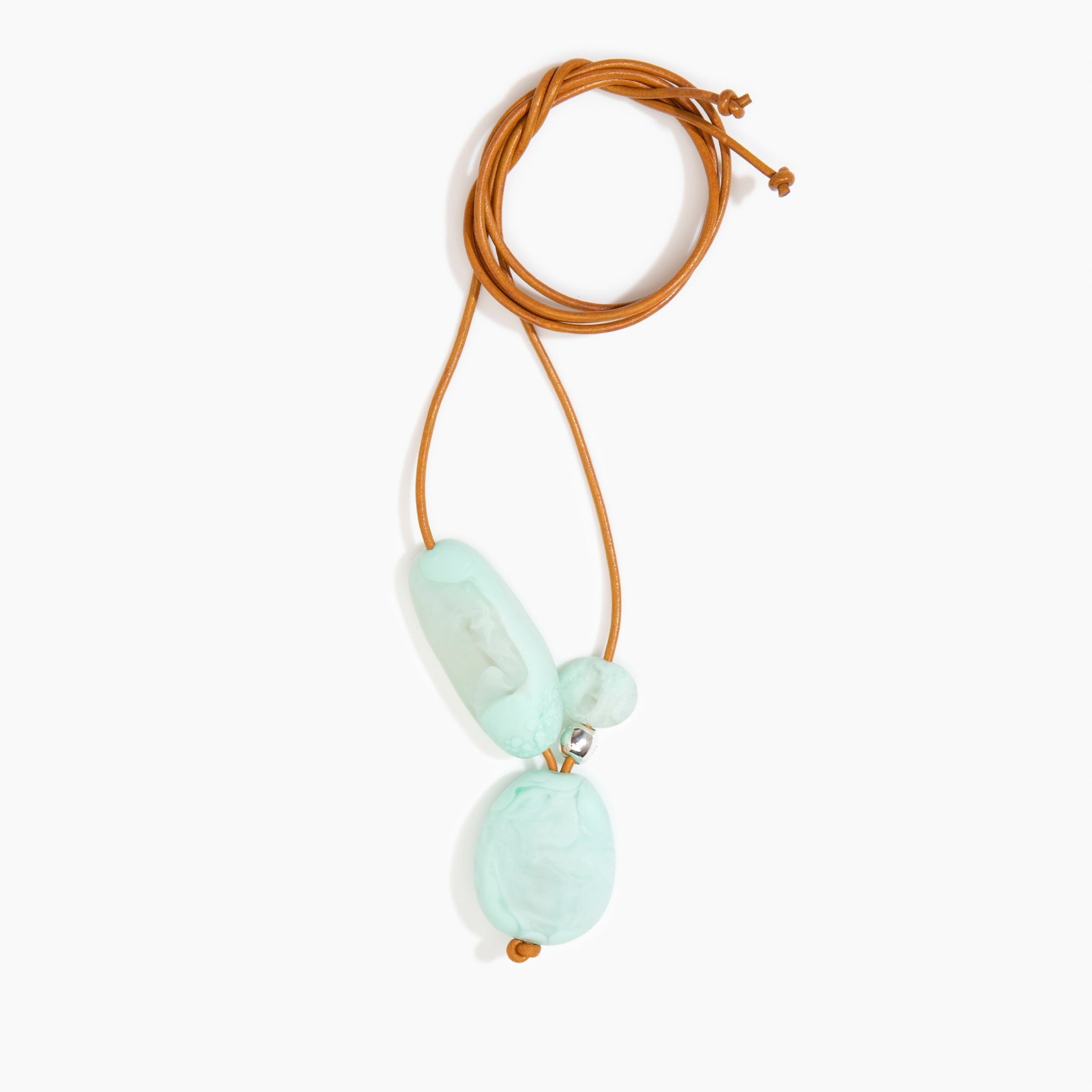 Dinosaur Designs Rock Cluster Pendant in Mint Colour resin with 925 Sterling Silver Bead Material.
