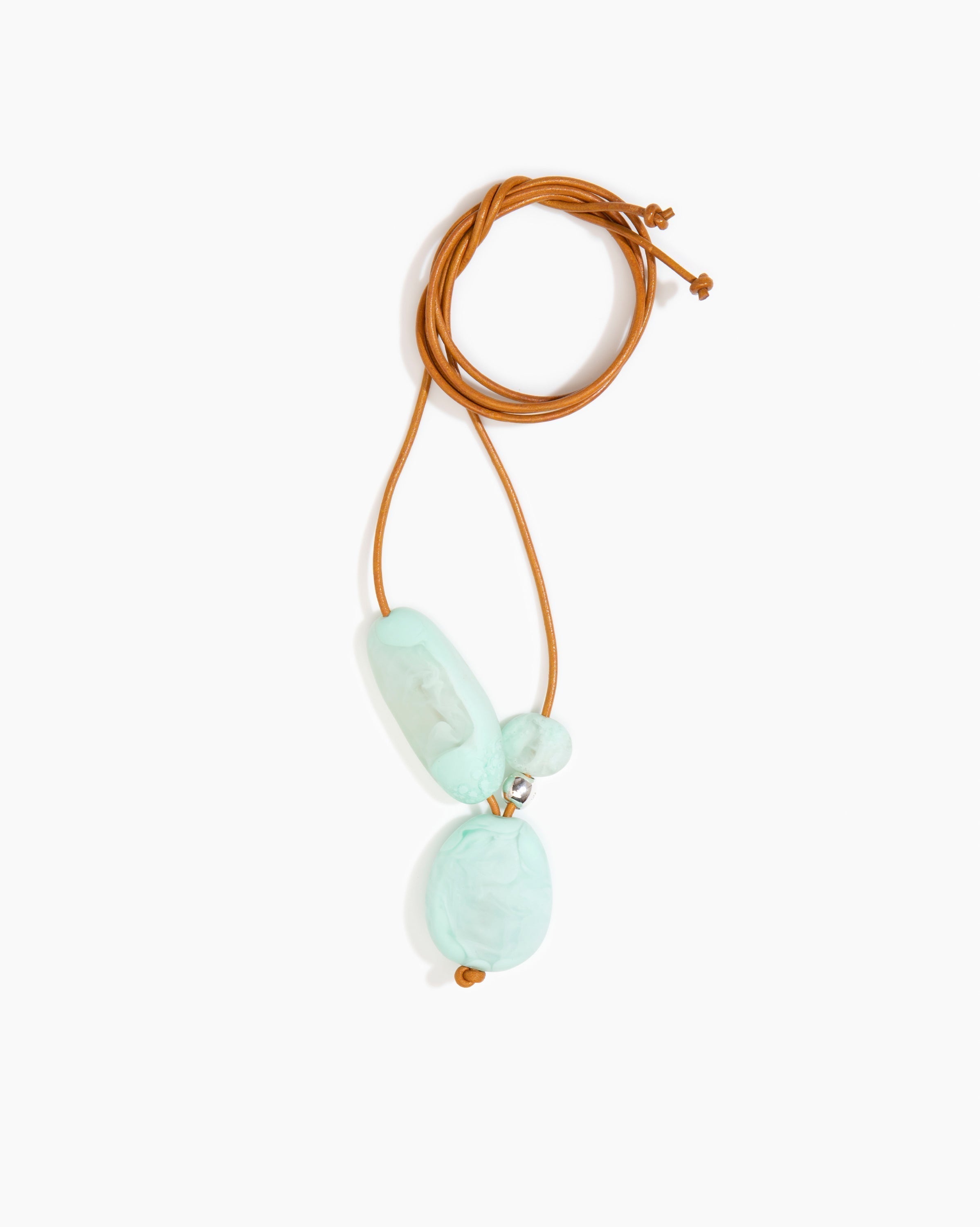 Dinosaur Designs Rock Cluster Pendant in Mint Colour resin with 925 Sterling Silver Bead Material