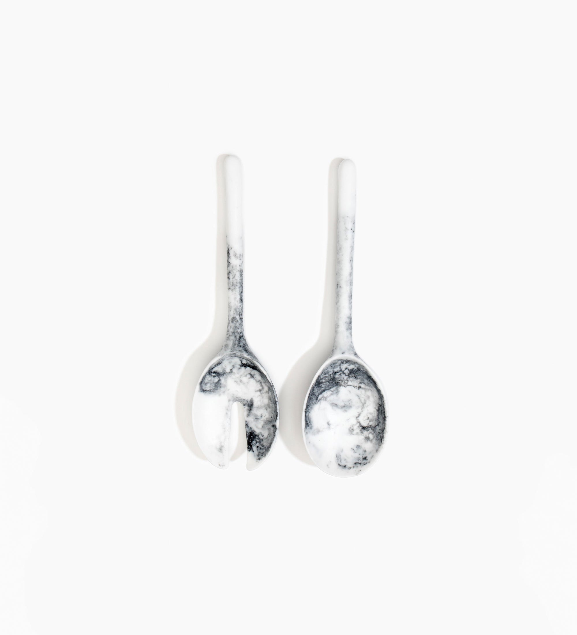 Dinosaur Designs Short Stone Servers Tableware in White Marble Colour resin 