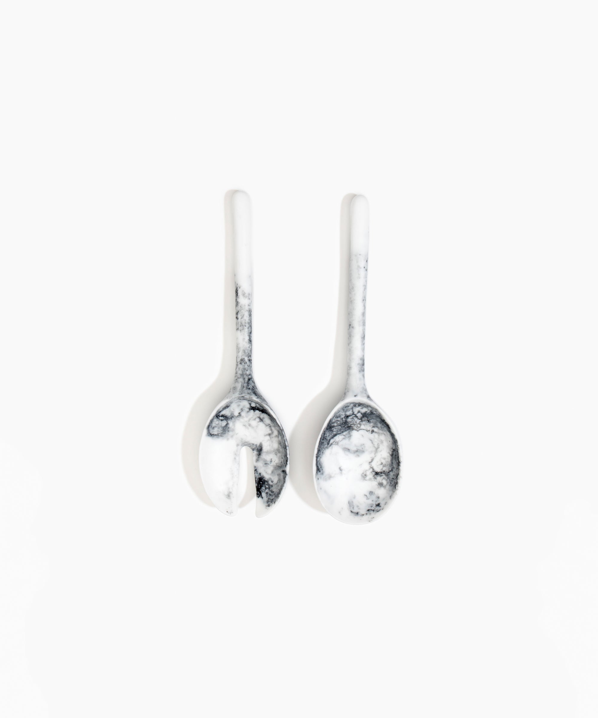 Dinosaur Designs Short Stone Servers in White Marble Colour resin