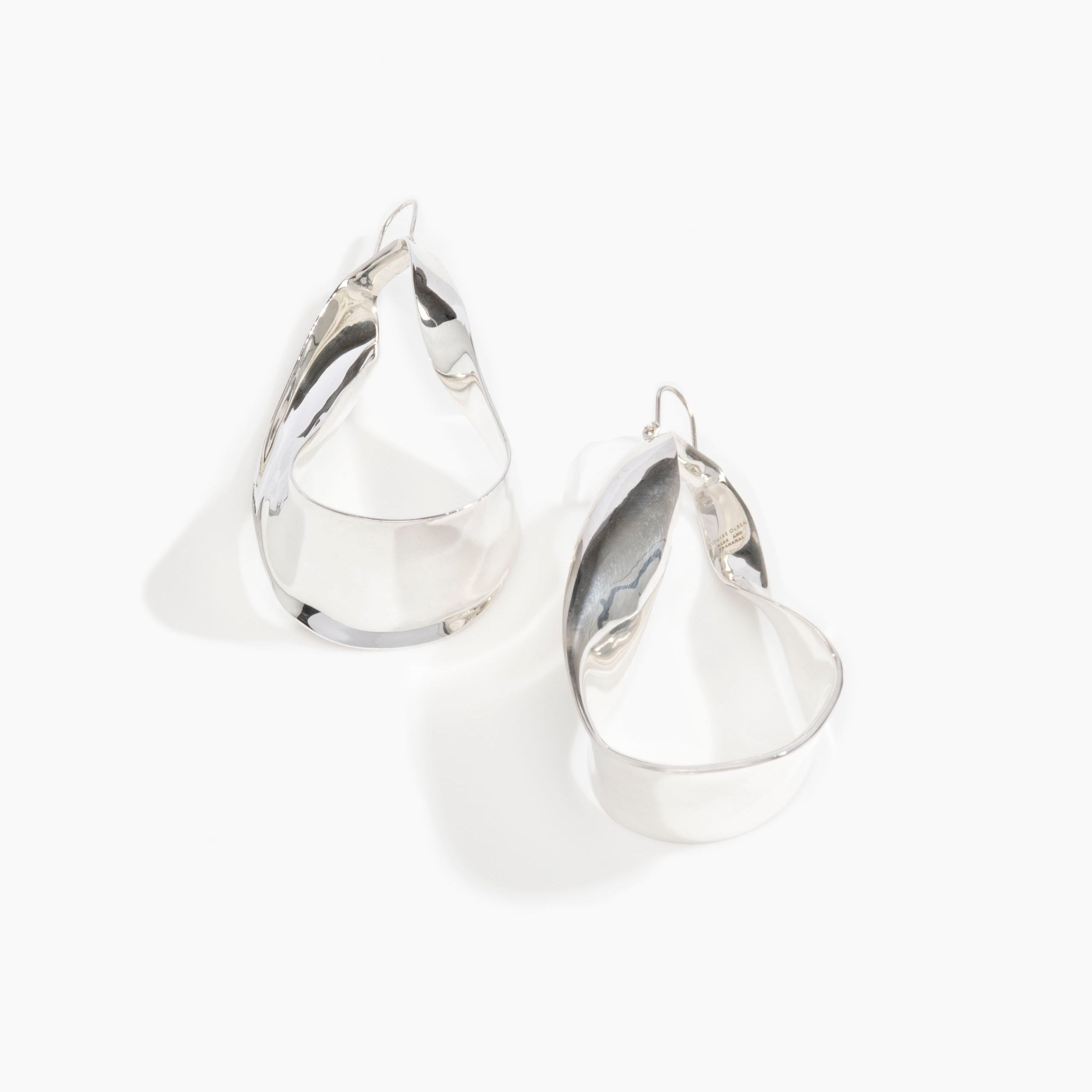 LO Collections x ALEX AND TRAHANAS Large Olive Leaf Earrings in Silver-Plated Brass Material..