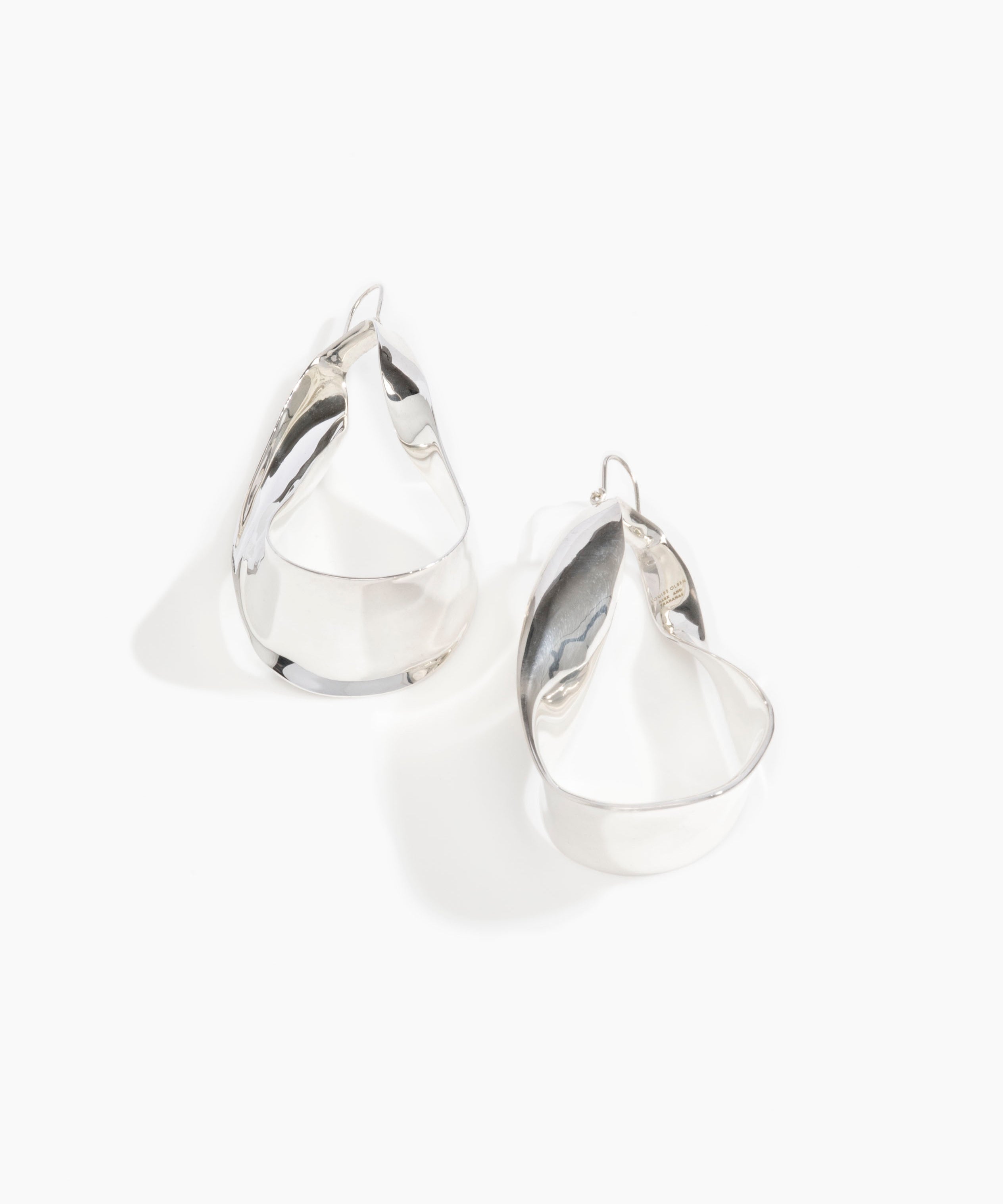 LO Collections x ALEX AND TRAHANAS Large Olive Leaf Earrings in Silver-Plated Brass Material..