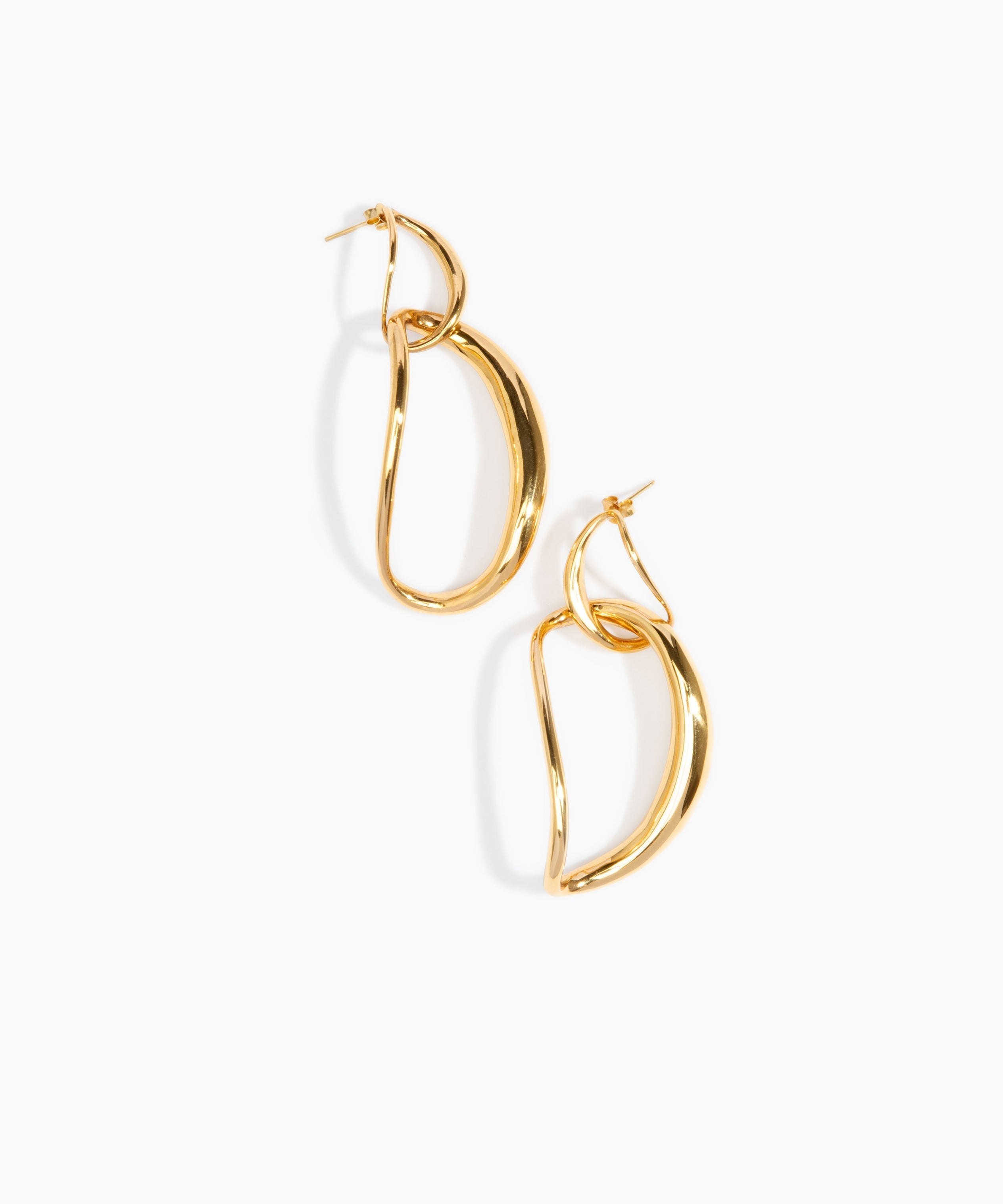 LO Collections Liquid Chain Earrings in 24k Gold-Plated Brass Material