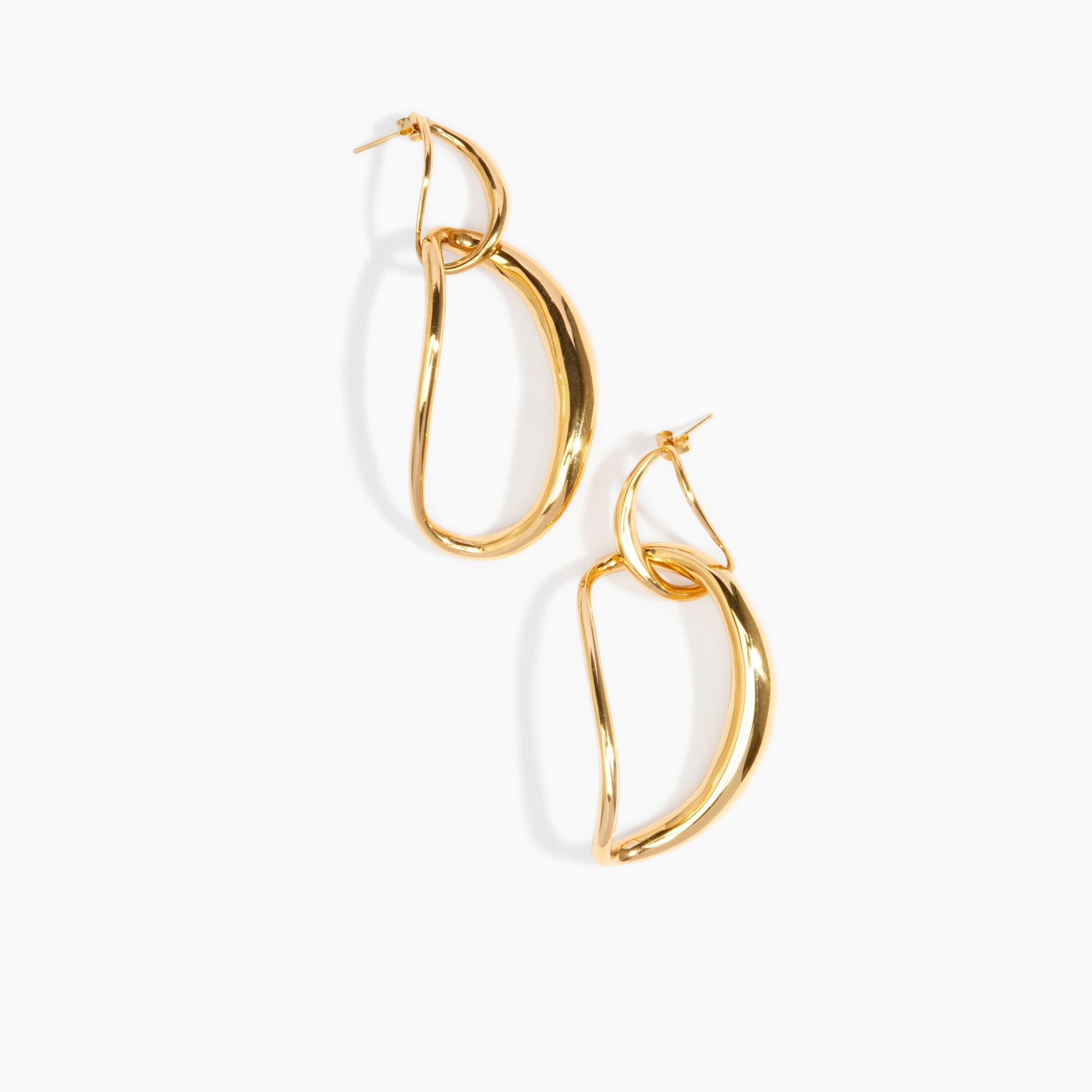 LO Collections Liquid Chain Earrings in 24k Gold-Plated Brass Material..